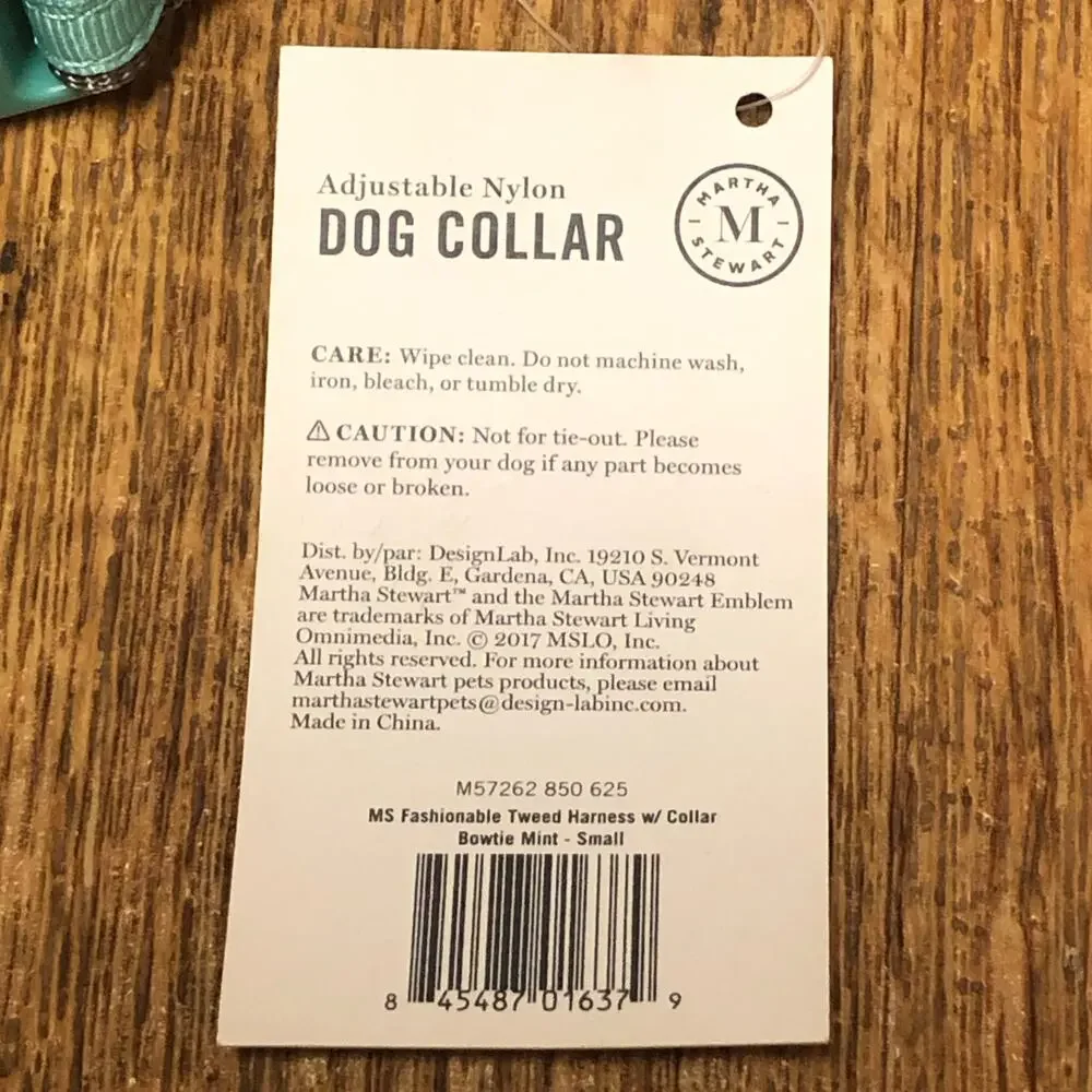 Martha Stewart Gray and Blue Adjustable Nylon Buckle Dog Collar Size 14